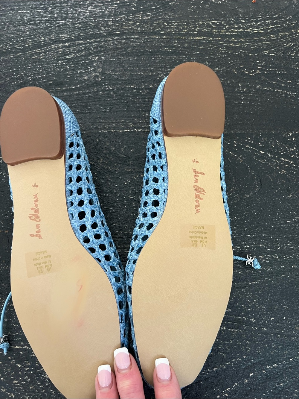 Sam Edelman Light Blue Woven Ballet Flats with Tie - Picture 3 of 5